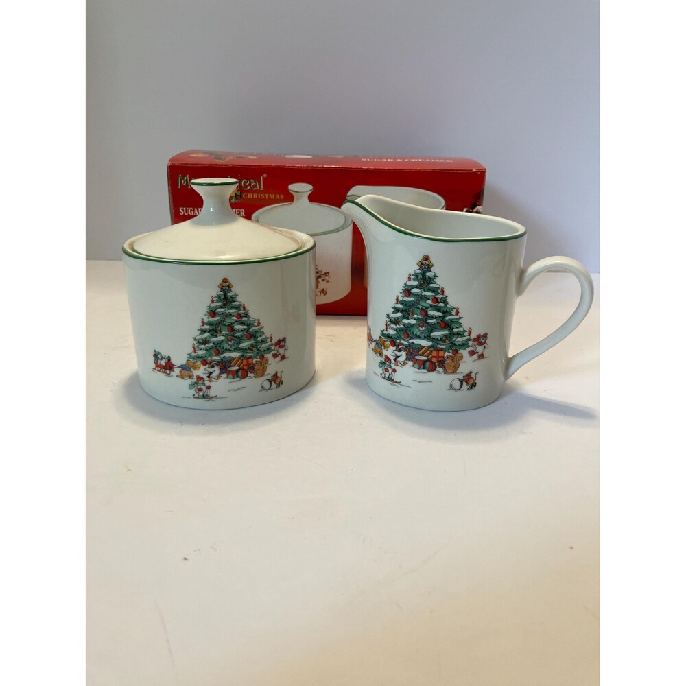 Vintage China Pearl Magical Christmas Sugar & Creamer Set (1997)